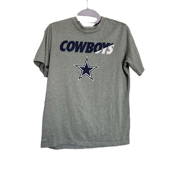 Nike Dri-FIT Top Youth Boys Large Light Grey Dallas Cowboys Logo Sports T-Shirt - Picture 1 of 10